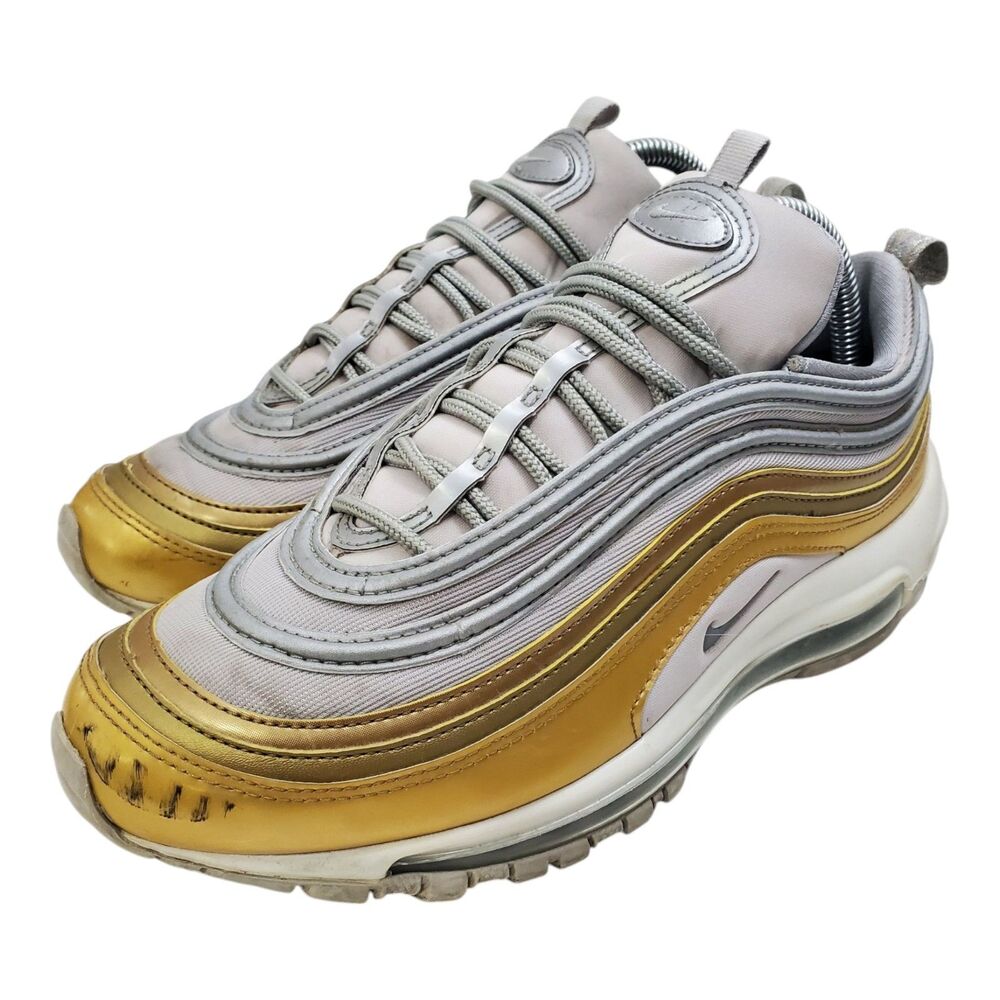 NIKE Shoes AIR MAX 97 Womens Size 8.5 Metallic Gold White Running AQ4137-001